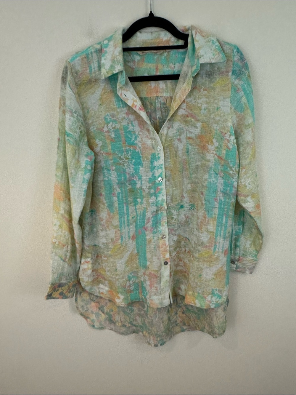 Soft Surroundings Small Ensconse Beachy Gauze Chiffon Back Tunic Blouse Small